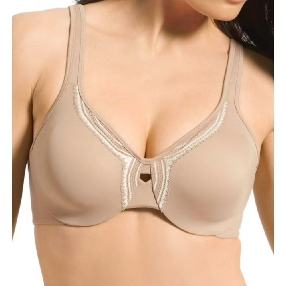 Olga Womens Beige  Lace Butterfly Effect Minimizer Bra  Size 38DD‎